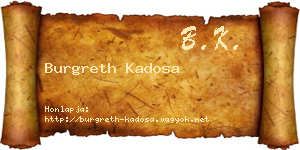 Burgreth Kadosa névjegykártya